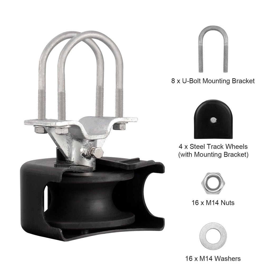 Sliding Gate Roller Kit – U-Groove, 4 Track Wheels, Heavy Duty