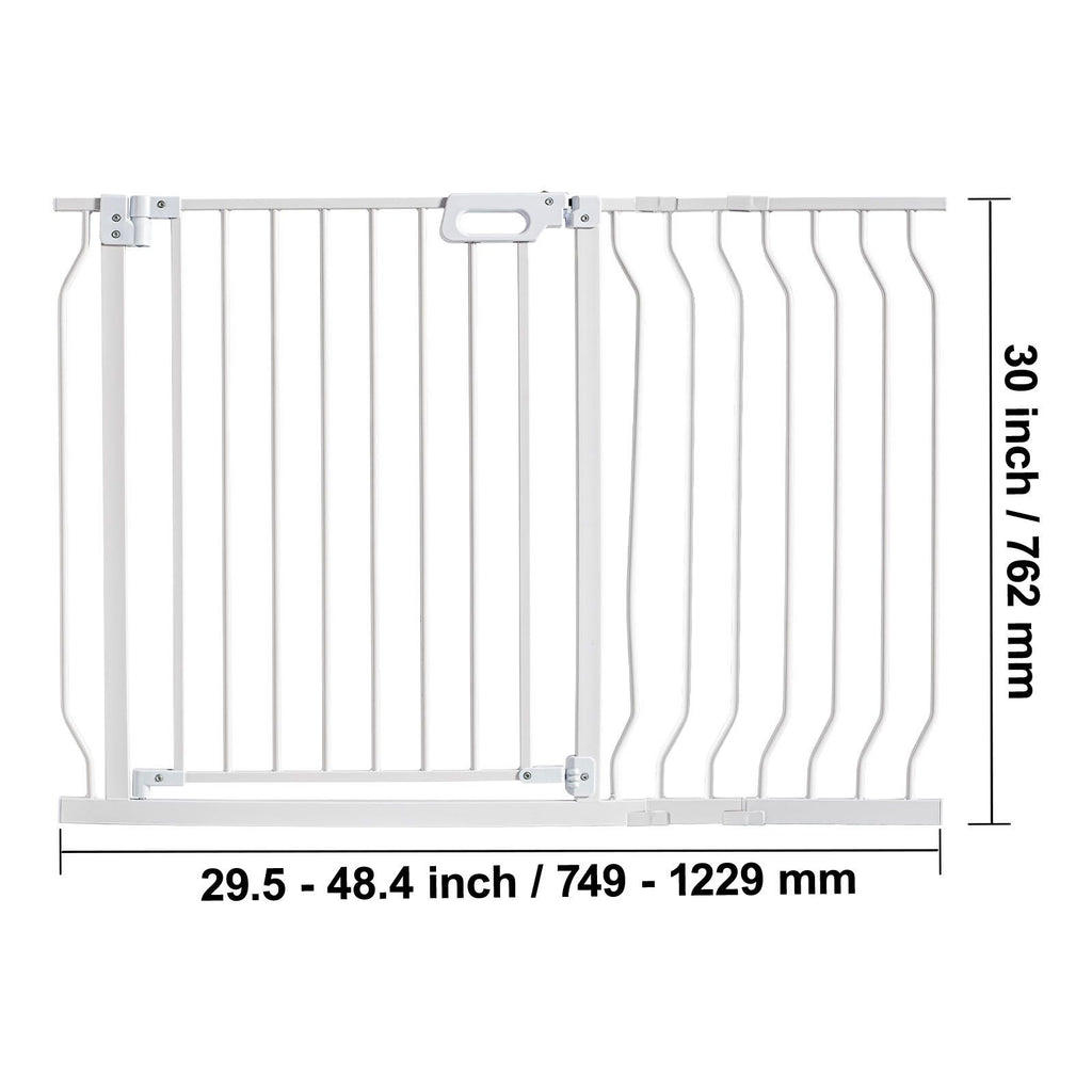 Auto-Close Baby & Pet Safety Gate – Extra Wide 749-1229mm, White