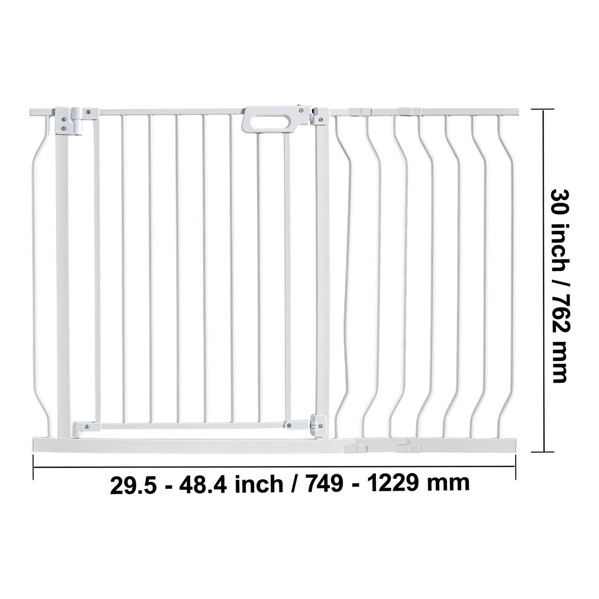 Auto-Close Baby & Pet Safety Gate – Extra Wide 749-1229mm, White