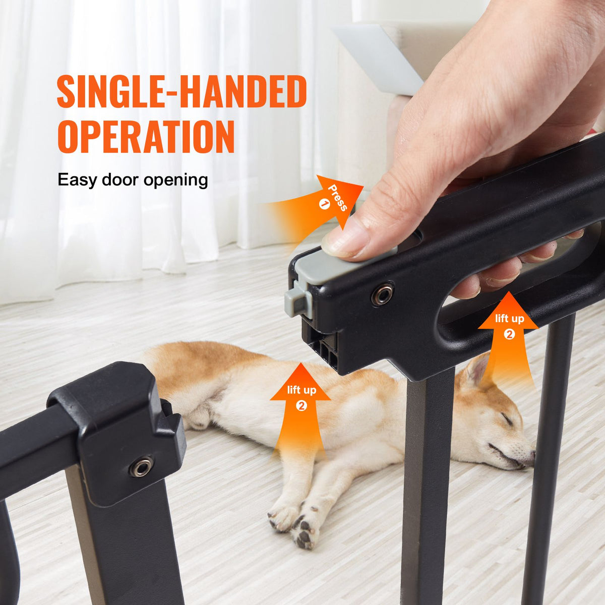 Auto-Close Baby & Pet Safety Gate – Extra Wide 749-1229mm, Black – photo 3 of 5
