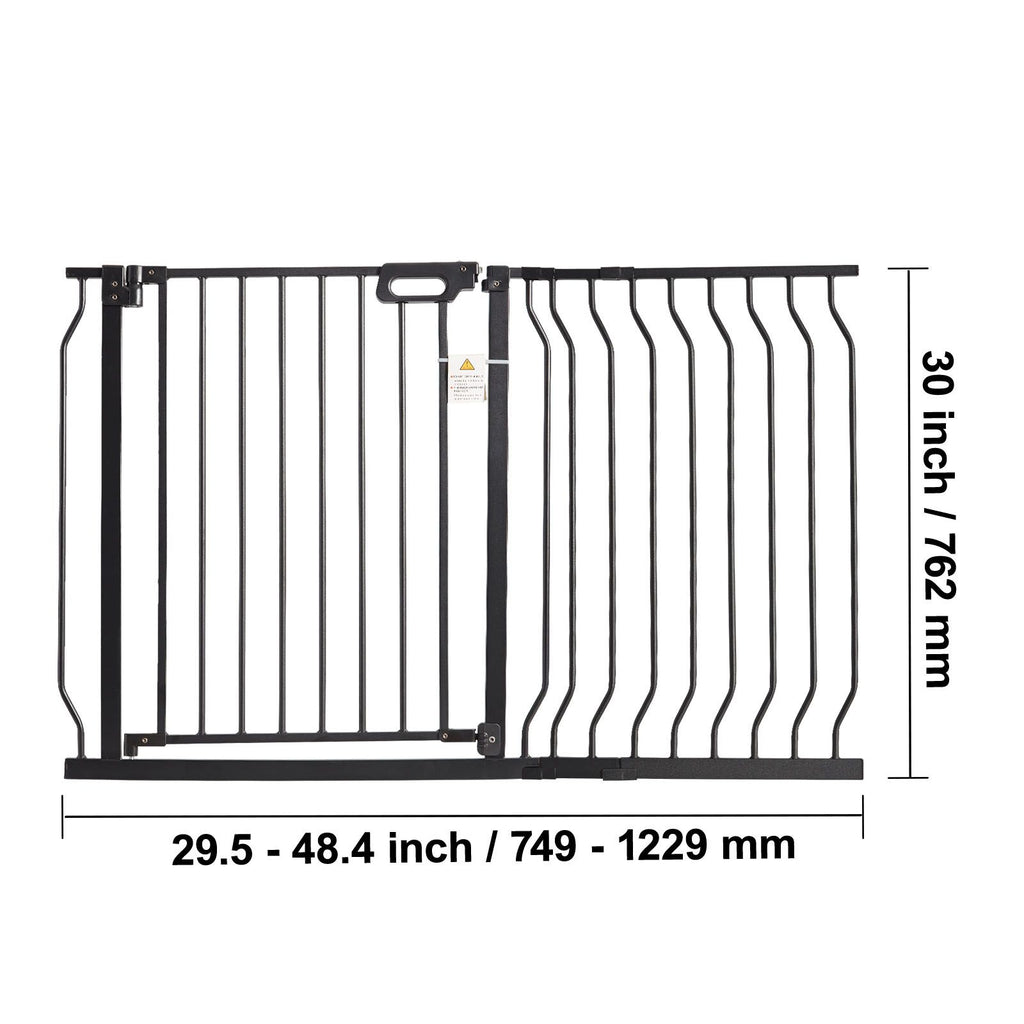 Auto-Close Baby & Pet Safety Gate – Extra Wide 749-1229mm, Black
