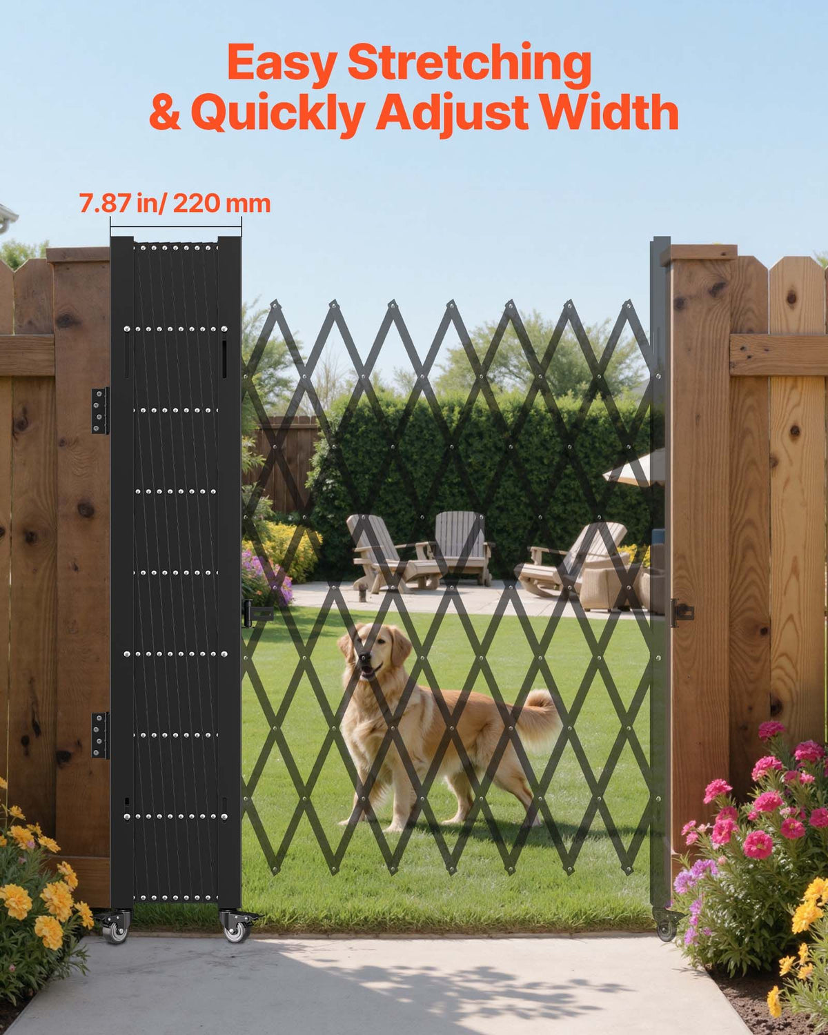 Folding Security Gate – Steel Accordion, 85x95in, with Padlock – photo 3 of 5