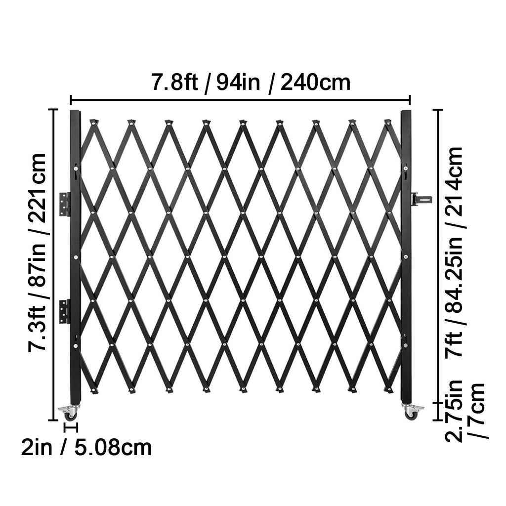 Folding Security Gate – Steel Accordion, 85x95in, with Padlock