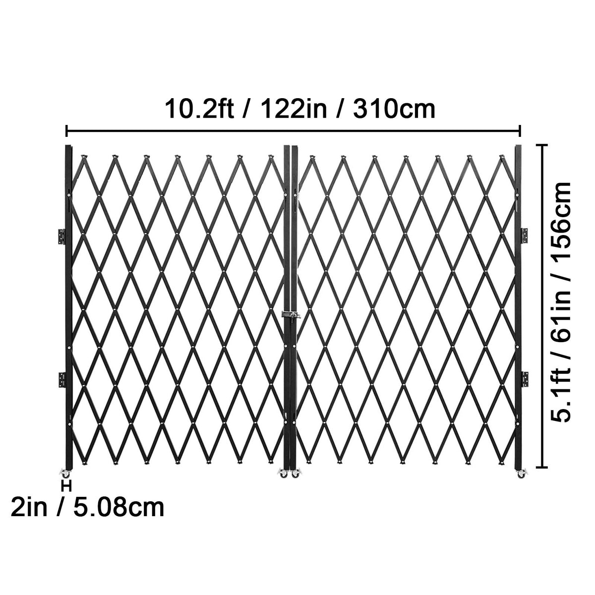 Double Folding Security Gate – Scissor Gate, 5.1x10.2ft