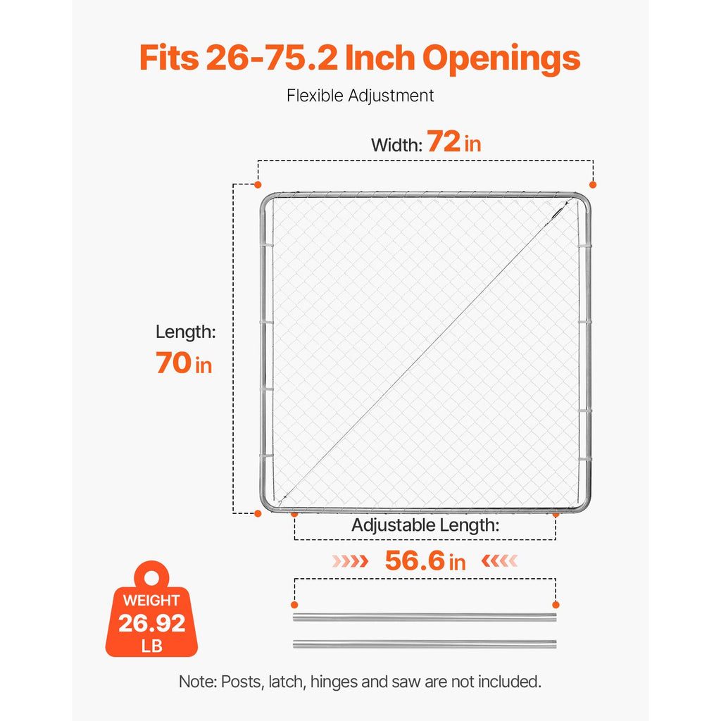 Chain Link Fence Gate – Adjustable 70x72in, Rust-Resistant – photo 4 of 5