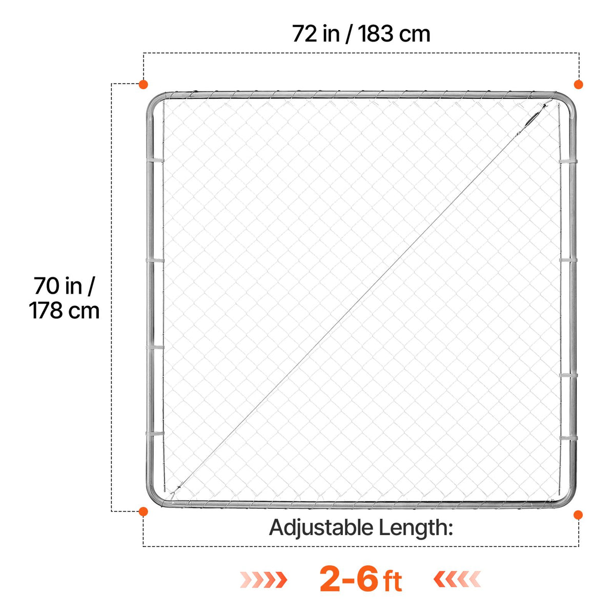 Chain Link Fence Gate – Adjustable 70x72in, Rust-Resistant