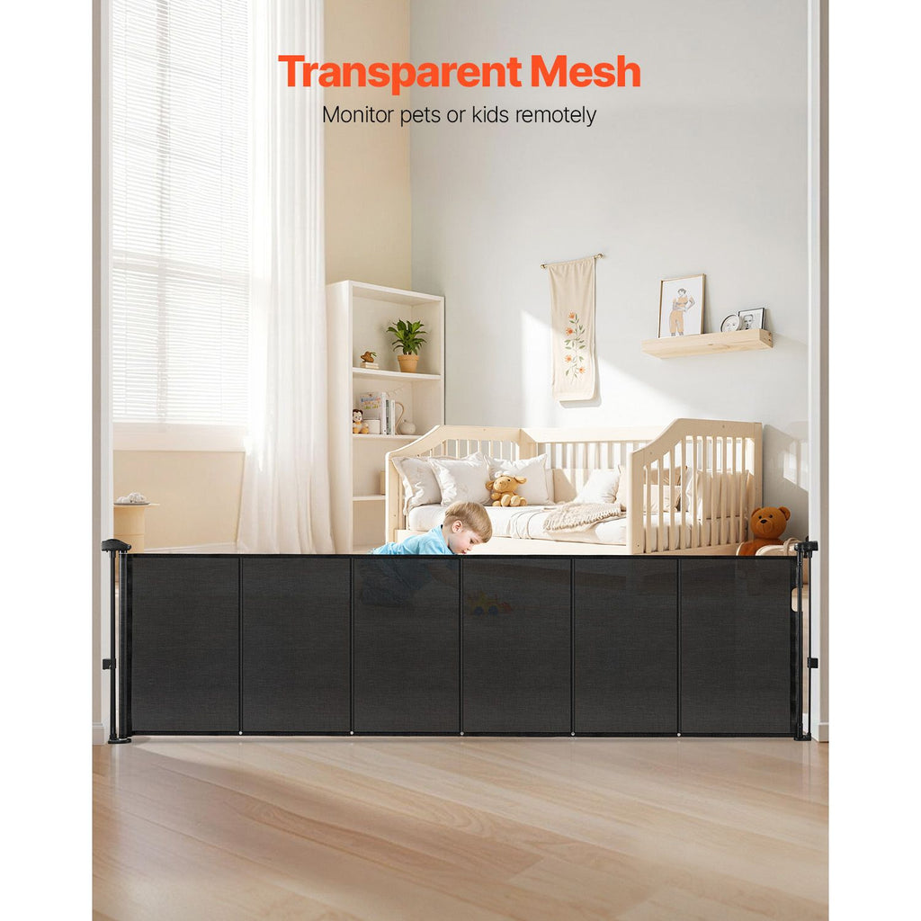 Retractable Baby Gate – Extends to 2800mm, Mesh, Black – photo 4 of 5