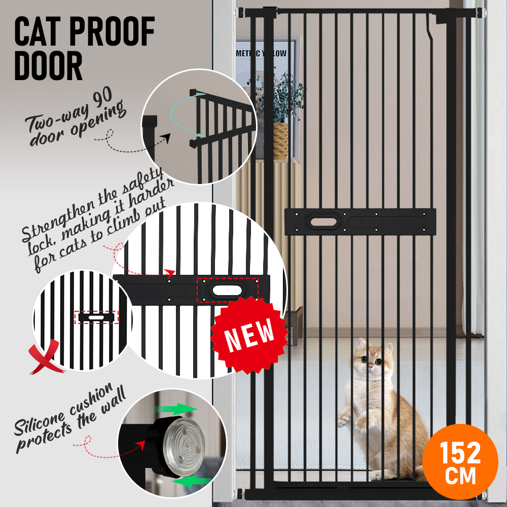 No-Drill Baby & Pet Security Gate – Extra Tall 150cm, Black – photo 3 of 5