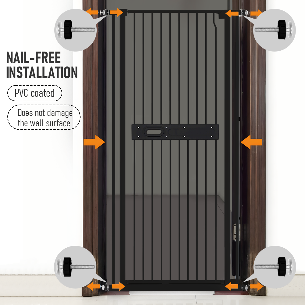 No-Drill Baby & Pet Security Gate – Extra Tall 150cm, Black – photo 4 of 5