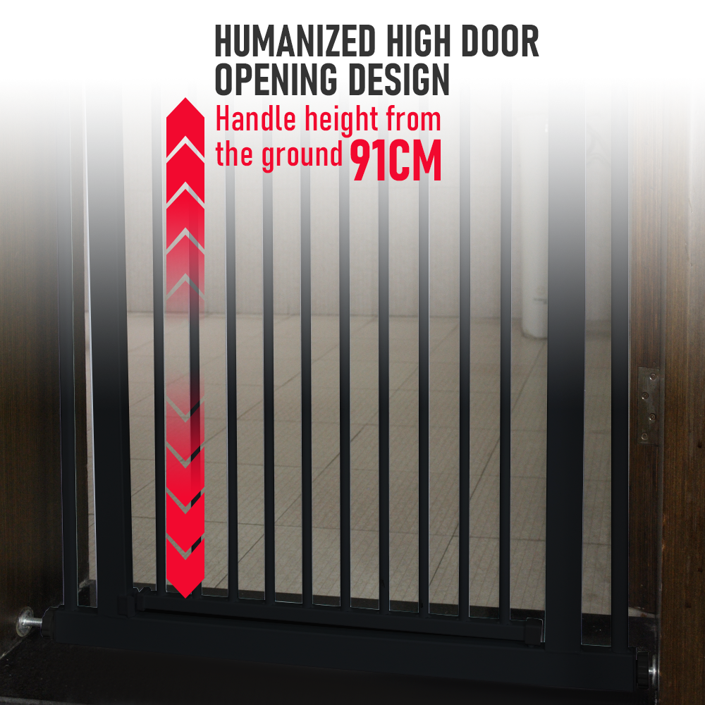 No-Drill Baby & Pet Security Gate – Extra Tall 150cm, Black