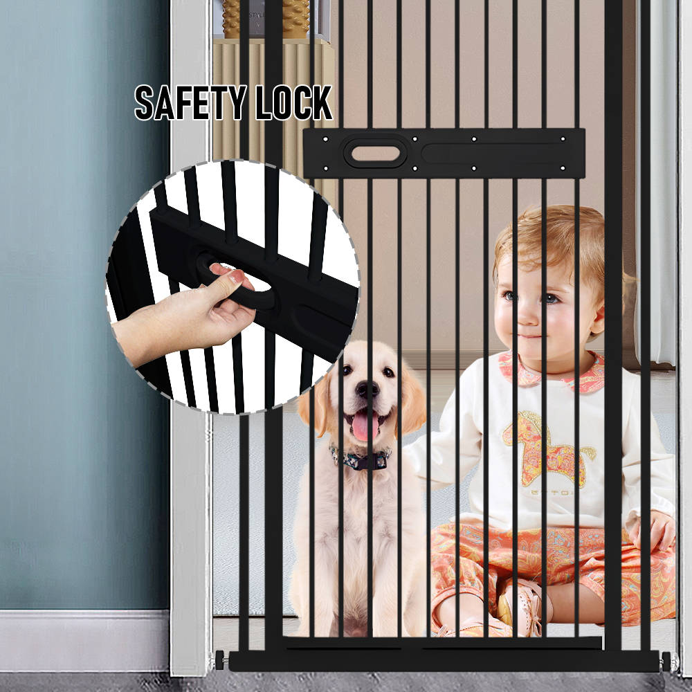 No-Drill Baby & Pet Security Gate – Extra Tall 150cm, Black